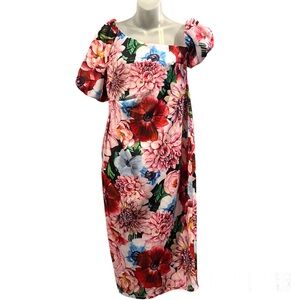 ASOS Maternity Floral Asymmetrical Dress Size 8 Balloon Sleeve